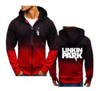 HARLSO Chaqueta con capucha con cremallera para hombre para Linkin Park deportes moda gimnasio sudadera adolescentes primavera otoño correr fitness sudadera,Red-L