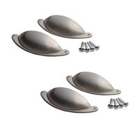 HARMAC HOUSE Juego de 4 tiradores de níquel cepillado para armarios, cajones, distancia entre tornillos, 64 mm, para cocina, armario, dormitorio, cómoda, baño, armario