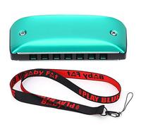 Harmonica 7 Hole Professional Blues Harp Key Of C para jugador profesional, principiante, estudiantes(D-VERDE)