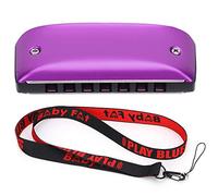 Harmonica 7 Hole Professional Blues Harp Key Of C para jugador profesional, principiante, estudiantes(C-MORADO)