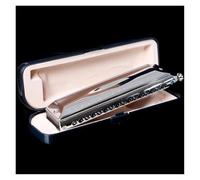 Harmónica Armónica Cromática De 16 Agujeros Y 64 Tonos Con Peine ABS Y Boquilla Con Llave En D De Alto, Instrumentos Musicales De Sonido Profesional(Black)