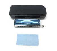 Harmónica Armónica De Blues Profesional De 10 Agujeros Con Peine De Aluminio Que Se Puede Doblar Con Cubierta Azul