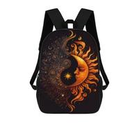 Harmonious Sun And Moon Mochila Infantil De 17 Pulgadas, Mochila Escolar Con Estampado 3D De Dibujos Animados Para Niños Y Adolescentes.