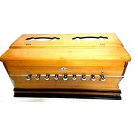 Harmonium 9 Stops, 3 1/2 octava, doble reja, color natural, estándar de haya, bolsa acolchada, A440 Tuned, instrumento musical indio/armonía profesional