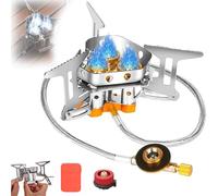 Harmonium Camp Stove, 9900w/7200w Windproof Camping Stove, Outdoor Portable Foldable Camping Stoves, with Piezo Ignition, Any Fuel Canisters, for Outdoor Campings (Three-head)