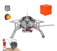 Harmonm Camp Stov,9900w/7200w Windproof Camping Stove, Outdoor Portable Camping Gas Stove W/Piezo Ignition & Adapter, Compatible with Any Fuel Canisters (Three Heads)