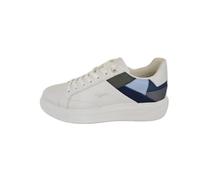 Harmont&Blaine - Zapatillas deportivas blancas con detalles azules, suela de plataforma, Color blanco., 41 EU