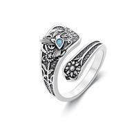 HARMONY - Anillo de plata de ley 925 para mujer, diseño de libélula/colibrí/abeja, anillo ajustable para el pulgar, anillos de Jesús, joyería para cumpleaños y Navidad, 7, Plata de ley, Sin piedra
