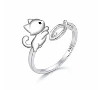 HARMONY BOLA Anillo de plata de ley 925 con diseño de gato, regalo para mujer, cumpleaños, Navidad, talla 7