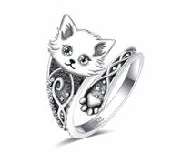HARMONY BOLA Anillo de plata de ley 925 con forma de cuchara de gato, regalo para mujer, cumpleaños, Navidad, talla 7