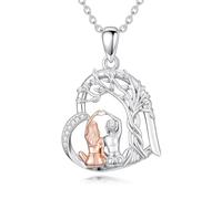 HARMONY BOLA Collar de plata de ley 925 con colgante de vaca/elefante para madre e hija, regalo de cumpleaños, aniversario, día de la madre, para mujer, Plata esterlina, Sin piedra preciosa