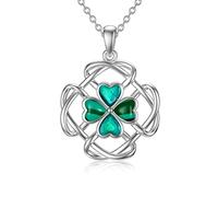 HARMONY BOLA Collar de trébol de cuatro hojas Collar de malaquita de plata esterlina 925 Colgante Corazón Joyería celta Regalos de cumpleaños para mujeres Mamá