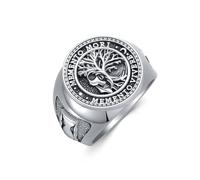 HARMONY BOLA Memento Mori Anillo para hombre - Plata de Ley 925 Árbol de la Vida, calavera gótica, Memento Vivera Amuleto Joyería Regalos