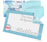 Harmony Care® 50 x Protectores de Cama con Tiras de fijación - 40 x 60 cm absorbentes - Almohadillas Antideslizantes Desechables para incontinencia