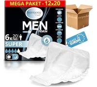Harmony Care® Men - Compresas de incontinencia súper absorbentes para hombres con incontinencia leve a moderada - Discretas compresas para hombres en caso de incontinencia - 240 unidades