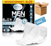 Harmony Care® Men - Compresas de incontinencia súper absorbentes para hombres leve a moderada - Discretas compresas para hombres en caso de incontinencia - 120 unidades