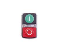 Schneider Electric XB4BW73731B5 Pulsador Diámetro 22, Dos Accionadores, Retorno Resorte, Luz Blanca, 24 V- IP66, Verde y Rojo