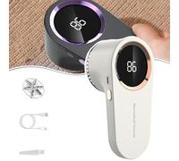 Harmyx Powerclean Fabric Shaver, Mini Hairball Trimmer, Rechargeable Electric Lint Remover, Rechargeable Fabric Shaver Lint Remover with Led Displayfor Clothing, Couch, Furniture, Lint Ball (White)