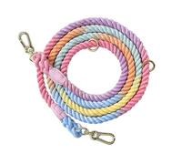 Harnais Chien, Multifonctionnelle à Double Tête Tresse Longe Chien Avec Accessoires en or pour le Camping Voyage Randonnée en Plein Air (Macaroon 210cm*1.2cm)