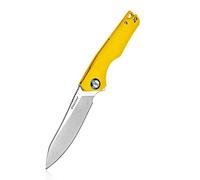 Harnds Cuchillo de Cosecha con Acero Sandvik 14C28N Cuchillo Plegable con Mango G10 para Camping Caza Cuchillo Plegable(Amarillo)