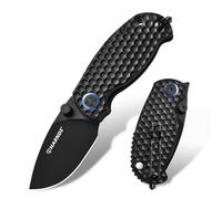 Harnds Cuchillo plegable Bee, con hoja de acero D2 y empuñadura de G10, cuchillo EDC de alta gama, ideal para supervivencia al aire libre, camping y senderismo(Titanio Negro)