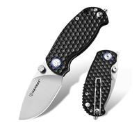 Harnds Cuchillo plegable de bolsillo de aleta delantera de abeja con hoja de acero D2 y cuchillo EDC avanzado de mango G10, adecuado para acampar de supervivencia al aire libre y senderismo (Negro)