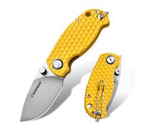 Harnds Cuchillo plegable de bolsillo de aleta delantera de abeja con hoja de acero D2 y cuchillo EDC avanzado de mango G10, adecuado para acampar de supervivencia al aire libre y senderismo (Amarillo)