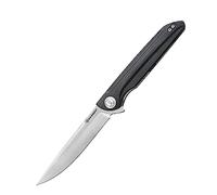 Harnds Cuchillo plegable para exteriores Assassin Sandvik 14C28N Cuchillo de caza para camping con mango G10 Acabado de la hoja satinado Cuchillo plegable (Negro y satinado/Schwarz+Satin)