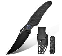 Harnds Tiburón Cuchillo de Hoja Fija para Outdoor con Funda Kydex Hoja de Acero D2 Ideal Cuchillo de Camping Cuchillo de Supervivencia Premium Cuchillo Bushcraft (Negro - Negro Titanio)