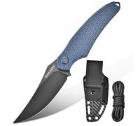 Harnds Tiburón Cuchillo de Hoja Fija para Outdoor con Funda Kydex Hoja de Acero D2 Ideal Cuchillo de Camping Cuchillo de Supervivencia Premium Cuchillo Bushcraft (Gris - Gris Titanio), HK4020GY-GT