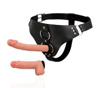 Harness Attraction Ãrnes Con Dos Consoladores Doble PenetraciÃ³n 19.8 Cm Y 15 Cm X 4 Cm