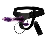 Harness Attraction Ãrnes Con Vibrador Purpura Triple PenetraciÃ³n 18 X 3.5 Cm