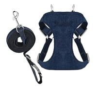 Harness for Dogs - Denim & Mesh Adjustable Quick-Dry Harness | Reflective Dog Chest Harnes, Pet Training Tool for Puppies, Walks, Yard, Hiking, and Outdoor Adventures