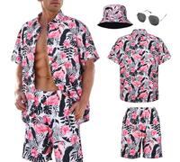 HarnyLoom Camisa Hawaiana Hombre Funky Manga Corta Conjunto Estampada Playa Vacaciones Impresión de Hawaii