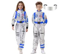 HarnyLoom Disfraz Astronauta Niño Adulto, Disfraces de Astronauta Espacio Piloto Mujer Hombre Traje Mono Anteojos Cosplay Carnaval Halloween (Azul - Niño, S)