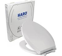 HARO Asiento de inodoro alargado | Asiento de cierre lento | Resistente hasta 550 libras, liberación rápida y fácil de limpiar, bisagra de fijación rápida, parachoques antideslizantes, blanco |