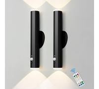 HARPER Apliques de pared a pilas, recargable, LED con sensor de movimiento y mando a distancia, regulables y 3 colores para salón/dormitorio (juego de 2)