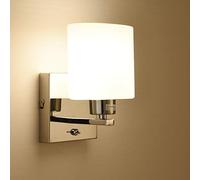 HARPER LIVING Aplique de Pared con Interruptor de Encendido/Apagado, Luz de Lectura, Pantalla de Vidrio Ovalada, Clase 2 Doble Aislamiento, Lámpara de Pared para Dormitorio, Sala de Estar, Pasillo