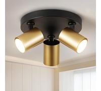 HARPER LIVING Foco empotrado para techo, casquillo GU10, acabado negro y dorado, orientables a 350°, iluminación moderna redonda para cocina, dormitorio, salón, pasillo (21 cm)