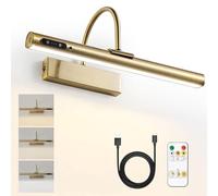 HARPER LIVING - Luz de imagen para pared de latón antiguo, luz recargable con control remoto, regulable y 3 temperaturas de color, luces magnéticas de pared que funcionan con pilas para galería de