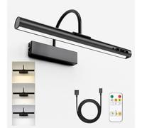 HARPER LIVING Luz de imagen recargable con control remoto, regulable y 3 temperaturas de color, lámpara de pared con temporizador y memoria, lámpara de pantalla LED para diana y marcos de fotos, color