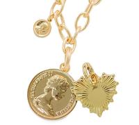 Harper Meyers - Collar de medallón de oro y dije de corazón con explosión de sol, joyería llamativa, colgante de oro intercambiable y dije de corazón, elegante collar de regalo para cualquier ocasión