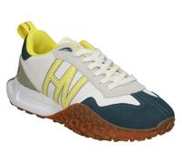 HARPER&NEYER | Zapatillas Casual HARPER&NEYER Carcross Point para Hombre - Deportiva Blanca con Detalles en Azul Marino y Amarillo - Sneakers con Cordones - Cómodas y Versátiles - Estilosas - 42