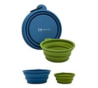 Harpers Tale Dog Food & Water Bowls, Paquete de Dos, Mediano y Grande, 400 ml / 1000 ml, Plegable, Viaje, Silicona Apta para Alimentos, Molde Integrado, sin Borde de plástico, mosquetón, sin BPA.