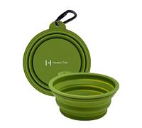 Harpers Tale Medium 400ml Green, Tazón de Viaje Plegable para Comida y Agua para Perros, Silicona Apta para Alimentos, Molde Integrado, sin Borde de plástico, Clip de mosquetón, sin BPA.