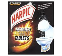 Harpic Powerplus Active Tablets, aroma original, paquete de 6 x 8 tabletas, limpieza profunda sin frotar, elimina 100% cal, limpiador de inodoro