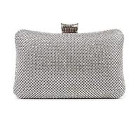 HARPIMER Bolso Fiesta Mujer Plateado, Clutch Bolso de Noche Boda Ceremonia Novia Cartera de Mano con Anillo Diamante