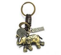 HARPIMER Llavero de Cuero con Forma de Elefante de Aleación 3D de Buena Suerte, llavero Decorativo para Hombres y Mujeres