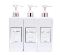 HARRA HOME Modern Gold Design - Juego de Botellas con Bomba de 27 onzas, dispensador de champú y acondicionador, Botellas vacías de plástico para Ducha con Bomba para loción de baño, Gel Corporal,