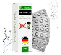 harren24 Pastillas de prueba para fotómetros Combi Valor en pH (Rojo Fenol), Cloro libre brome (DPD1) Comprobador de agua de piscina, Adecuado para Poollab, 2x30, 2x50, 2x100 (2x50 Pastillas)